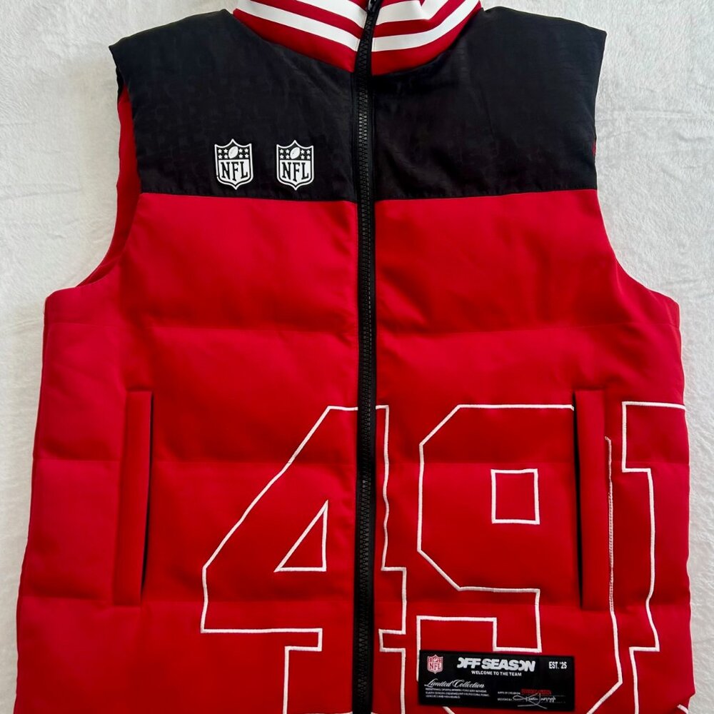San Francisco 49ers Puffer Vest by Off Season and Kristin Juszczyk
